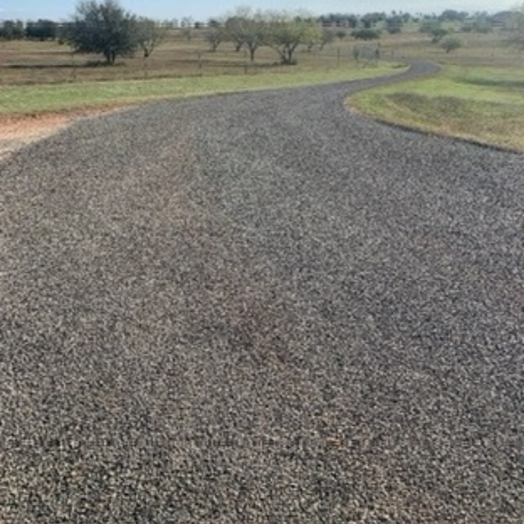 Beautiful chip seal paving for a ranch road